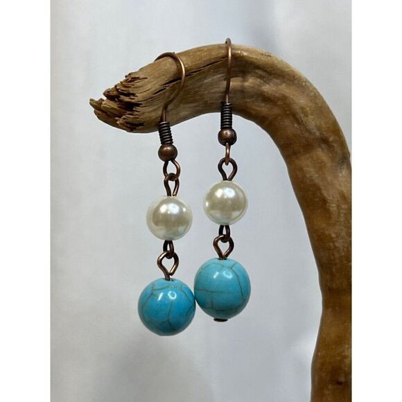 SOUTHWEST TURQUOISE PEARL FANCY Western Rodeo Cowgirl Fashion Necklace Set New - Picture 7 of 16